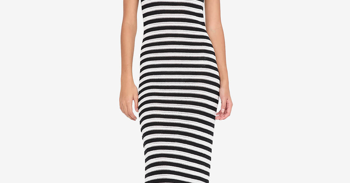 LEXI TANK MAXI DRESS - BLACK/WHITE STRIPE
