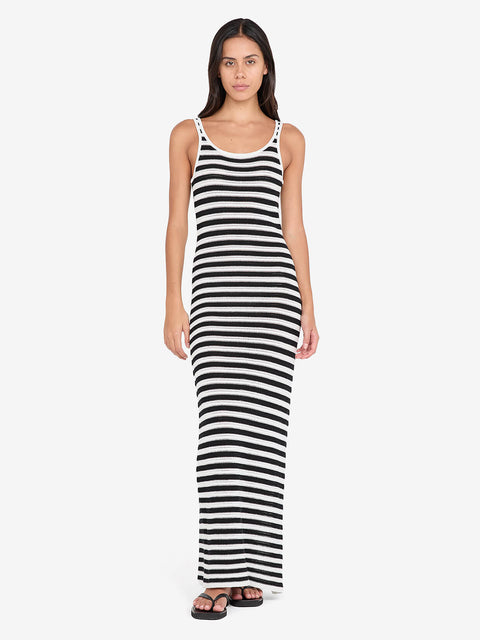 LEXI TANK MAXI DRESS - BLACK/WHITE STRIPE