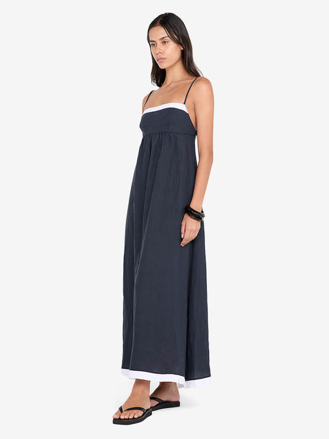 ELYCE MAXI DRESS - INK/WHITE