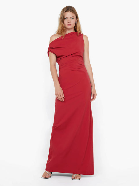 ANGELINA ASYM MAXI DRESS - CHERRY