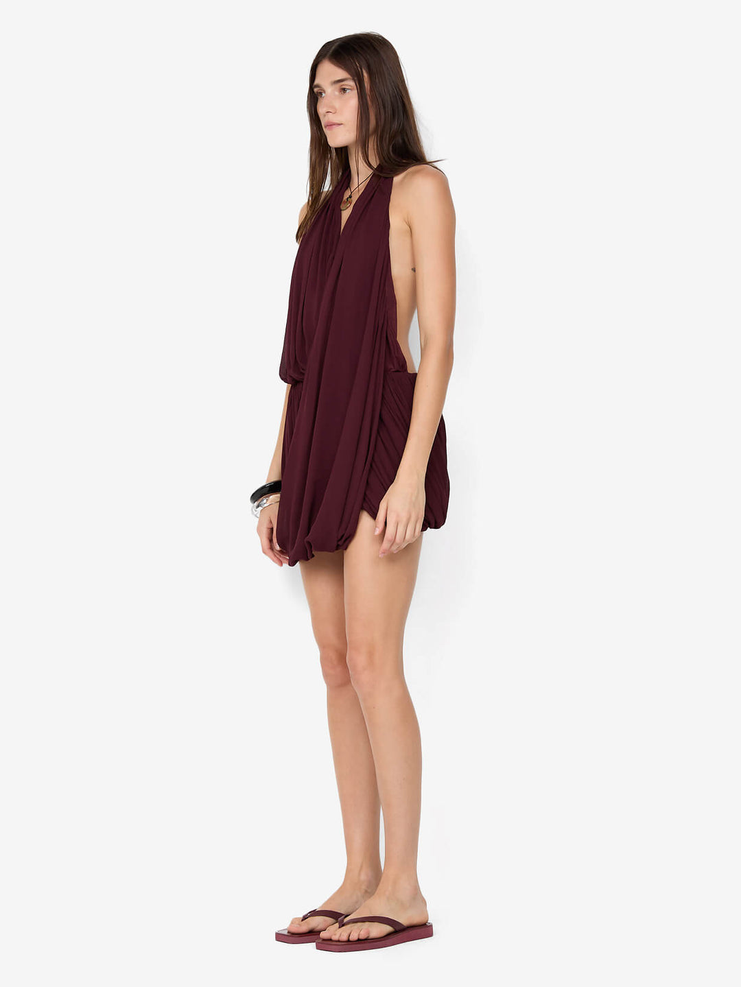 ROCHELLE DRAPE MINI DRESS - PLUM