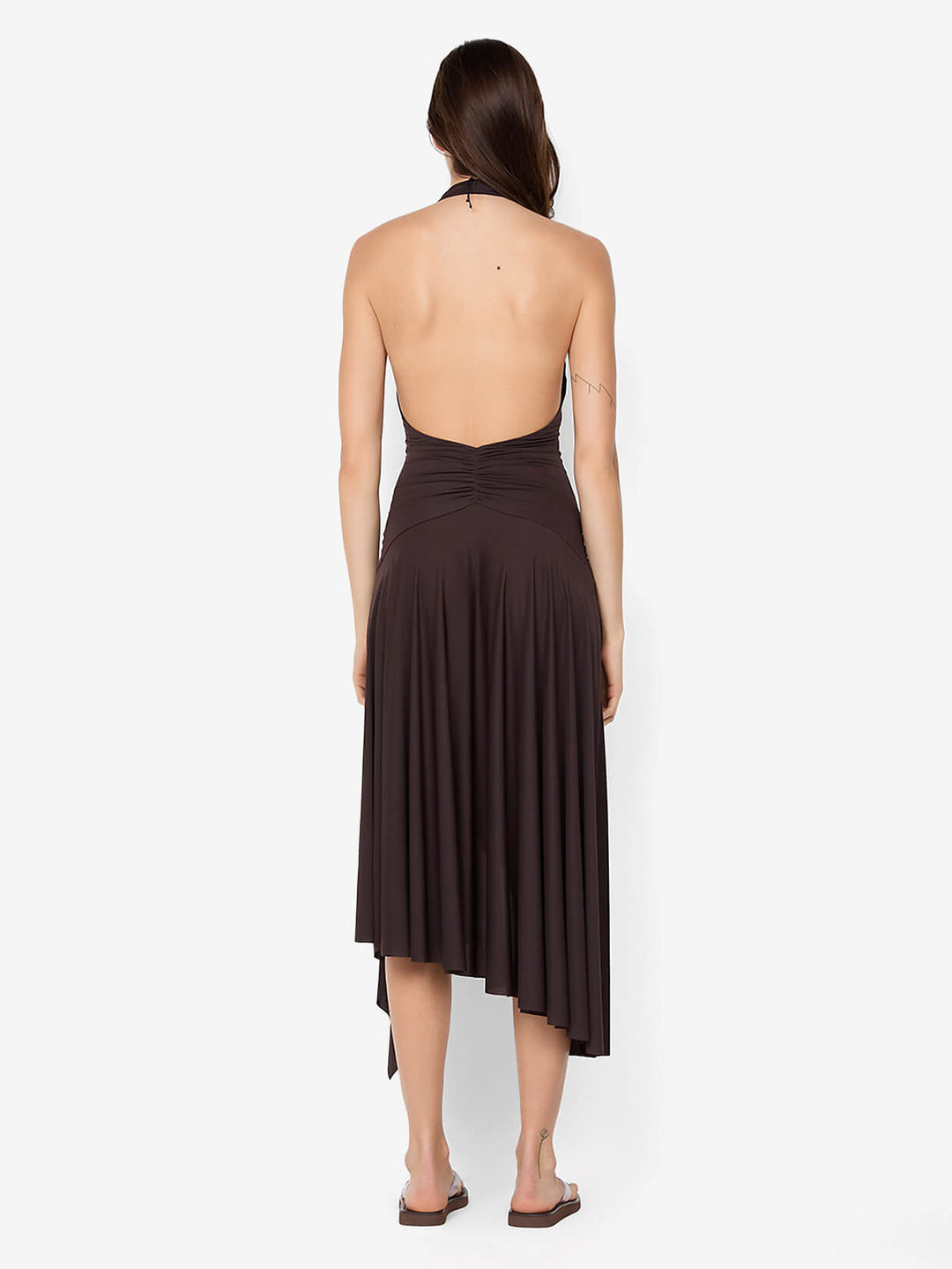 NESSIE HALTER DRESS - DARK CHOCOLATE