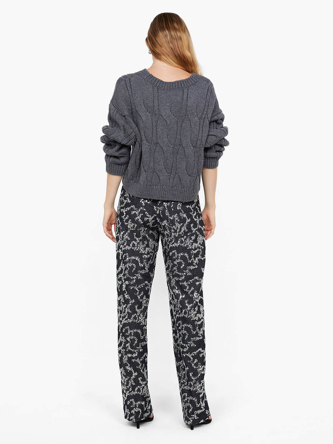 KINSLEY SEQUIN PANT - CHARCOAL SILVER