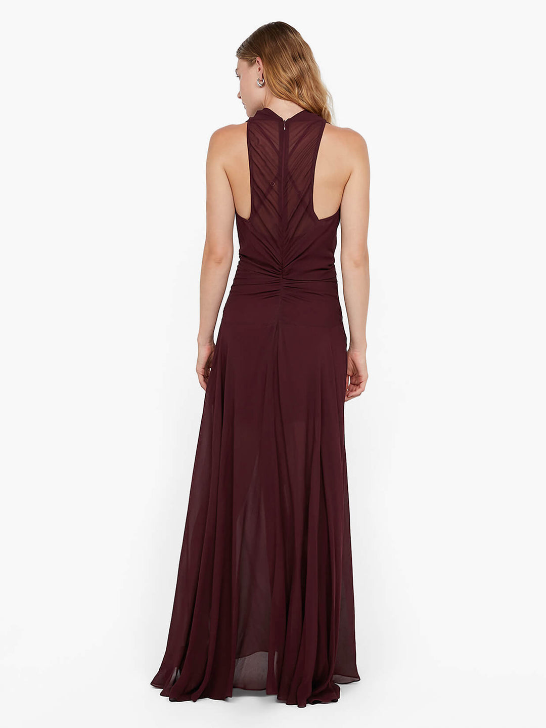 ROCHELLE HIGH NECK DRESS - PLUM