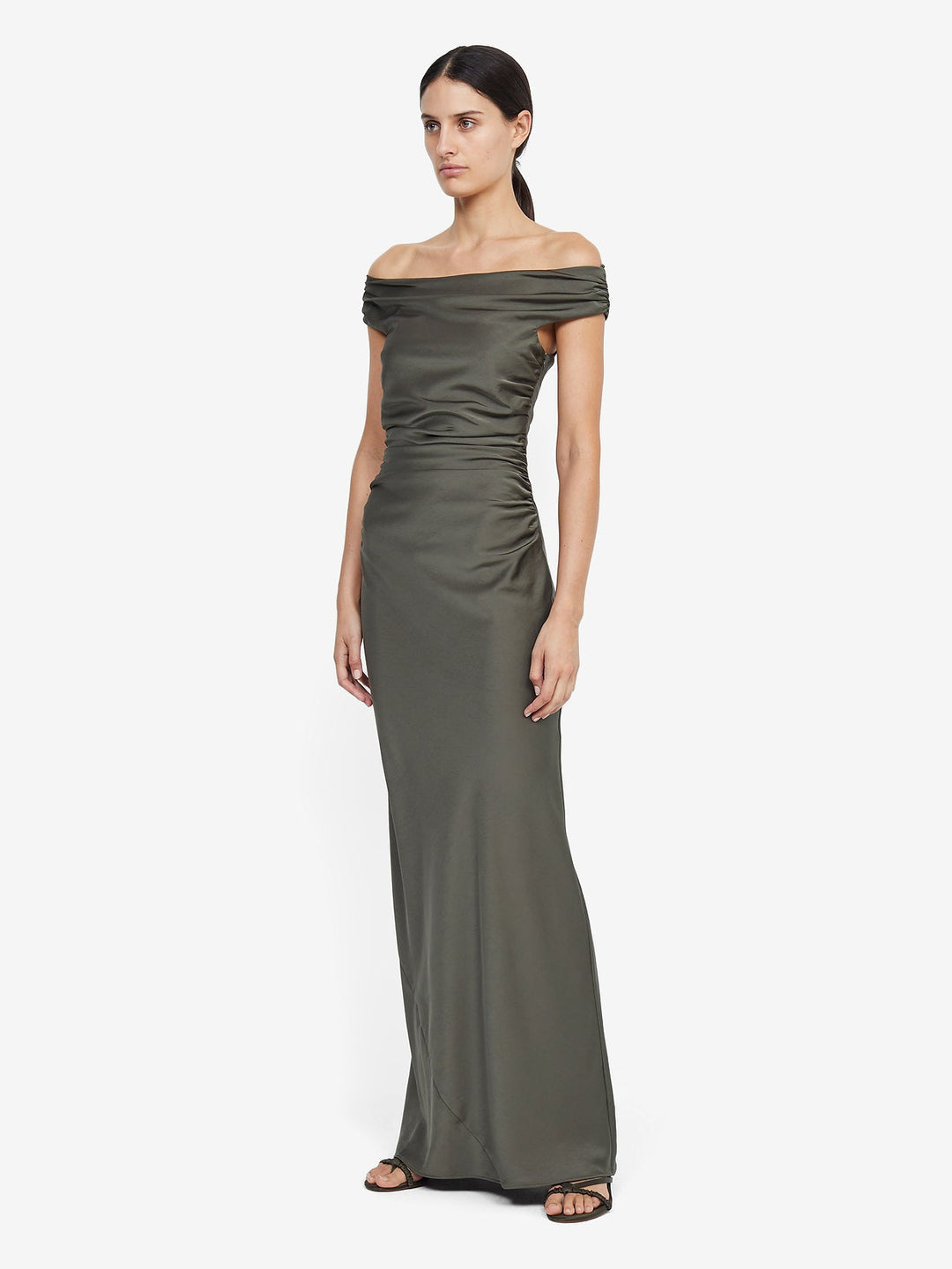 Eternity Off Shoulder Maxi Bridesmaid Formal Dress in Dark Willow by Bec + Bridge