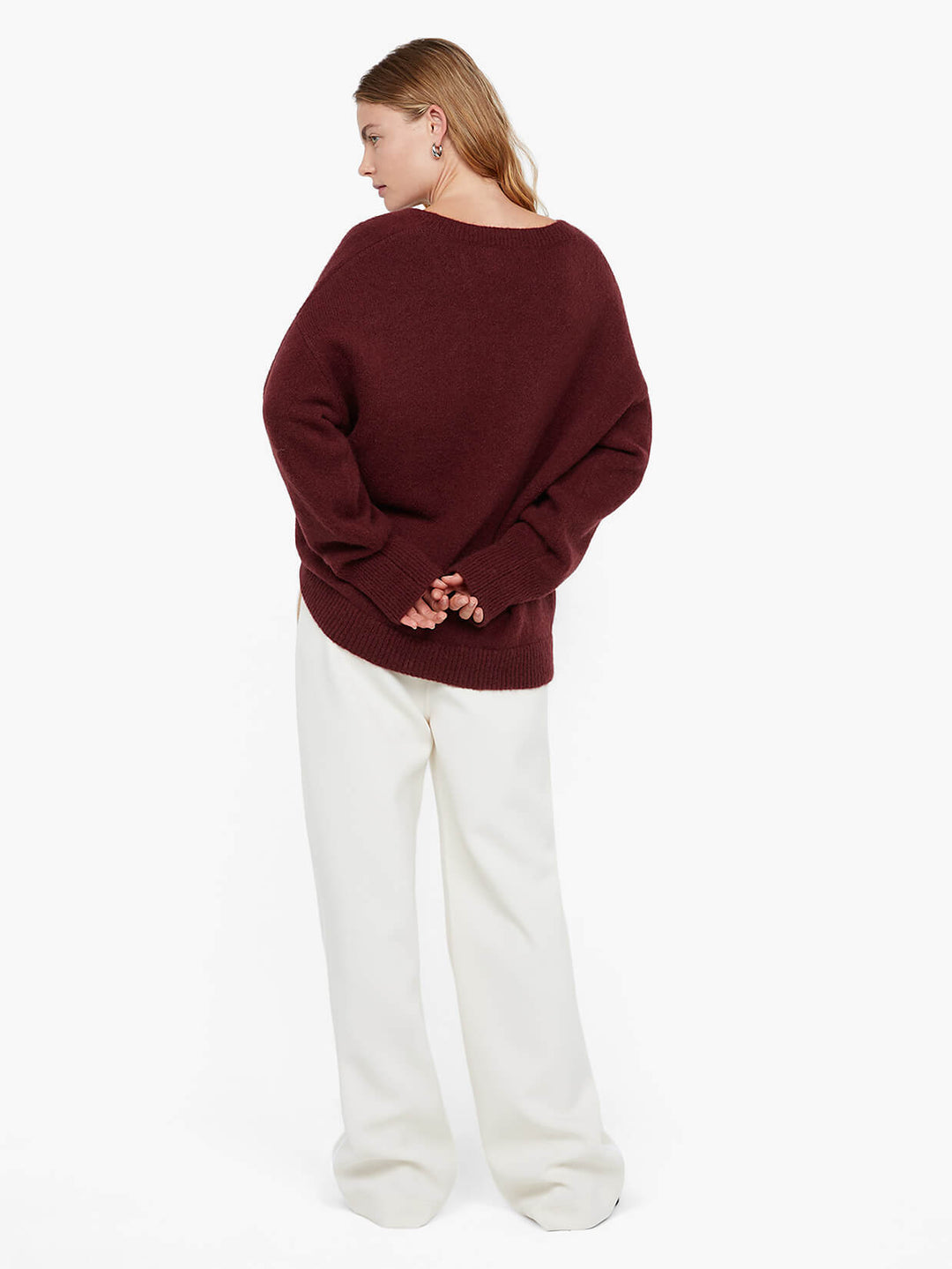 CAMPBELL V NECK JUMPER - PLUM