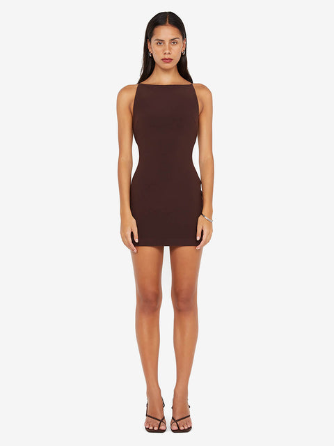 CLOVER MINI DRESS - DARK CHOCOLATE