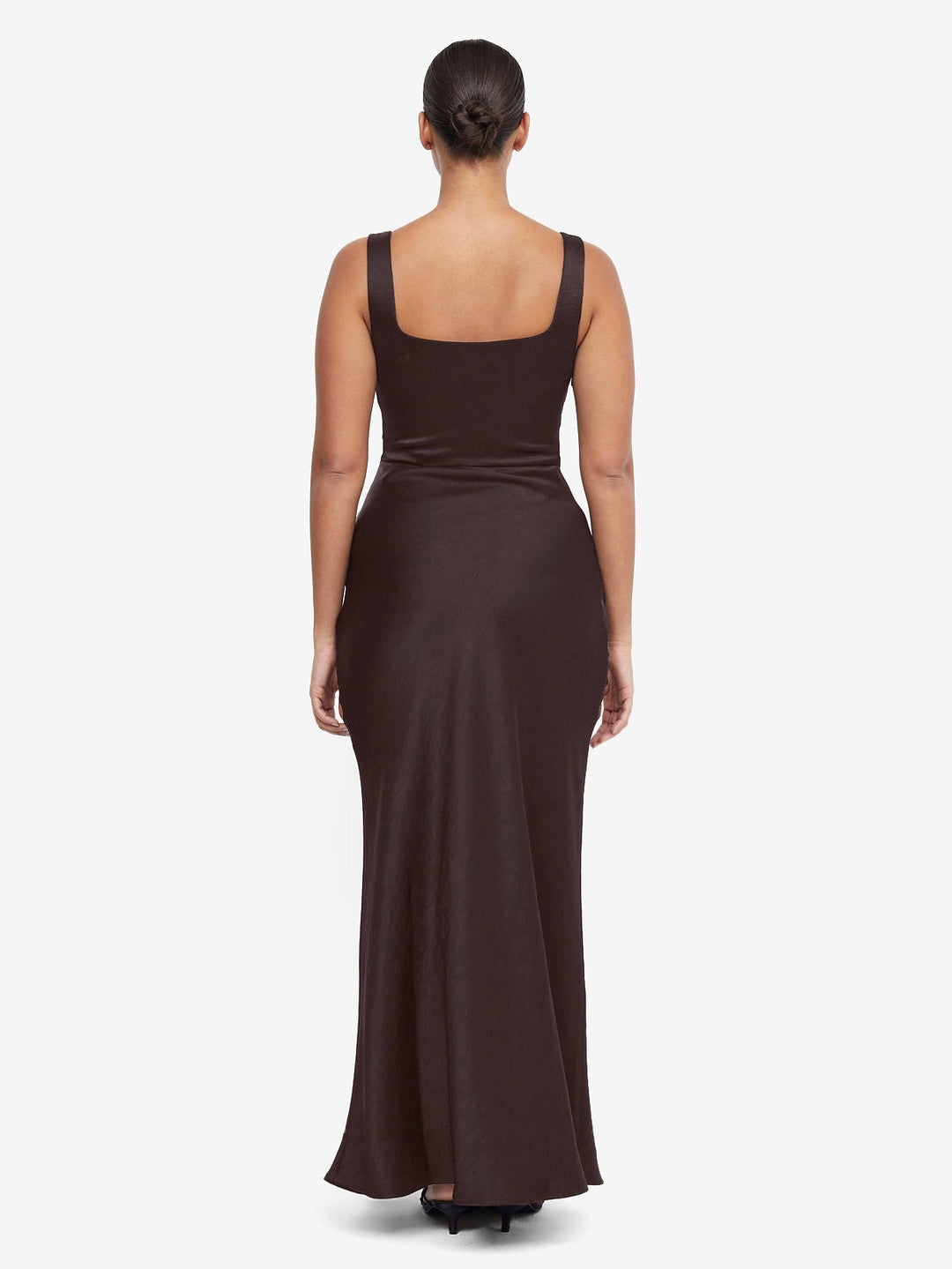 THE DREAMER SQUARE NECK DRESS - DARK CHOCOLATE