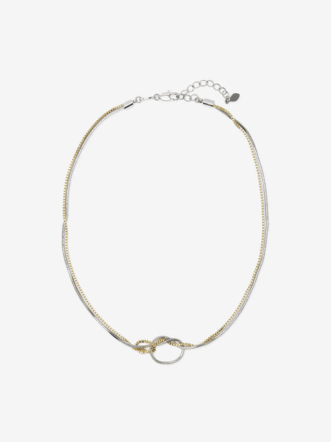 DUAL CHAIN KNOT NECKLACE - GOLD/SILVER