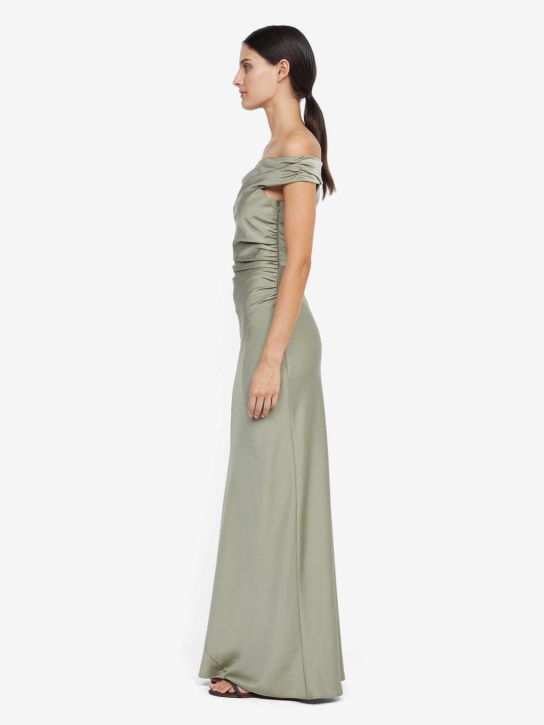 Eternity Off Shoulder Bridesmaid Maxi Dress in Sage by Bec + Bridge