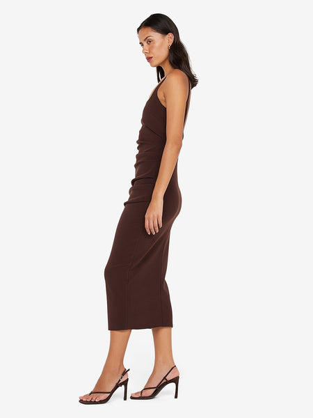 karina tuck midi dress - tangerine Karina Tuck Midi Dress in Dark Chocolate - BEC + BRIDGE