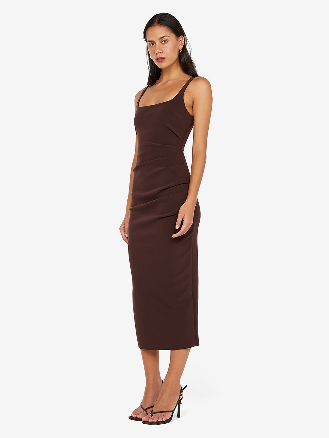 Karina Tuck Midi Dress in Dark Chocolate by Bec + Bridge