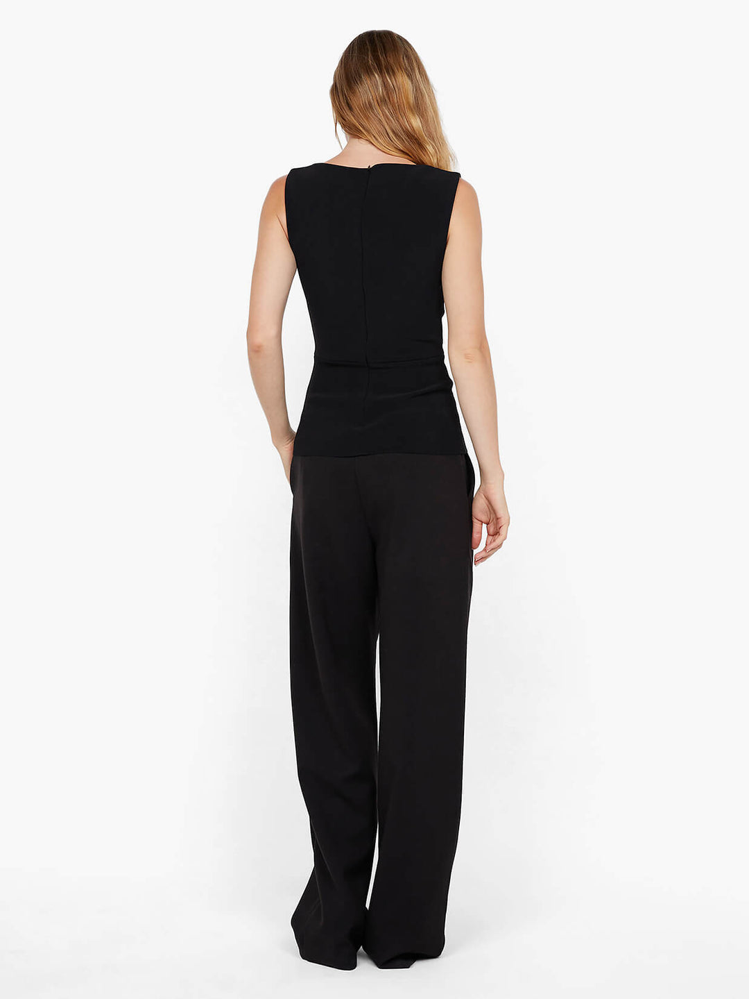 LEORA PEPLUM TOP - BLACK