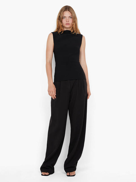LEORA PEPLUM TOP - BLACK