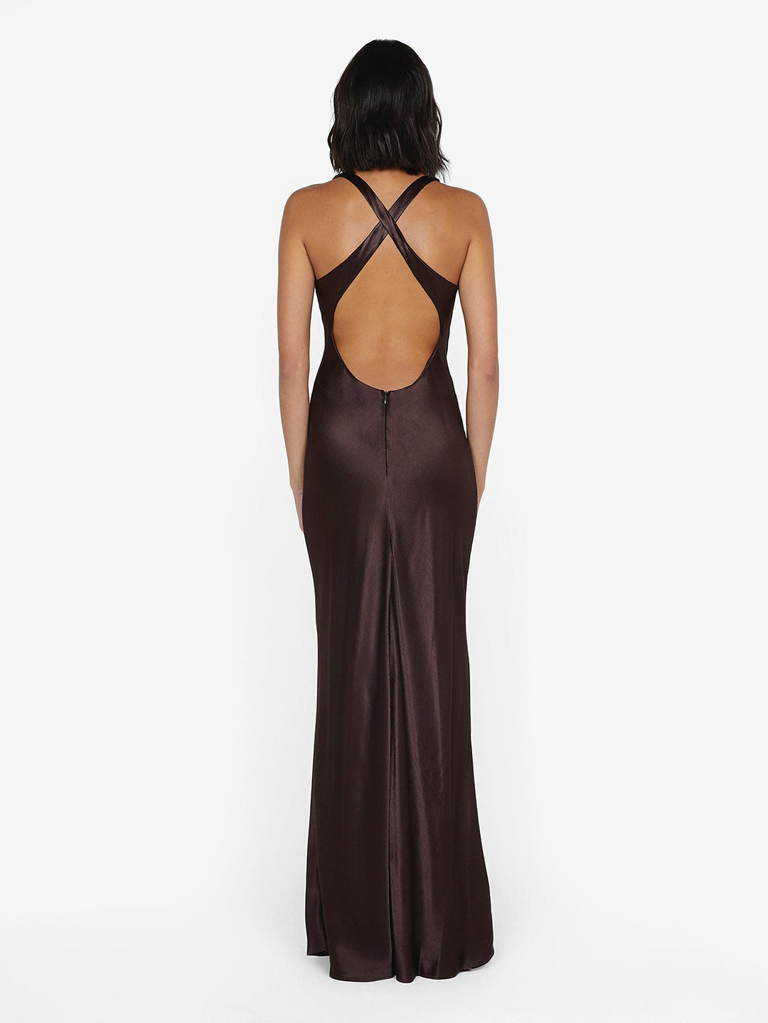 MAXINA CROSSOVER DRESS - DARK CHOCOLATE