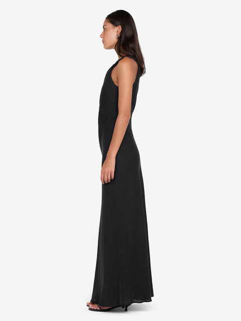 MELANIE ASYM MAXI DRESS - BLACK