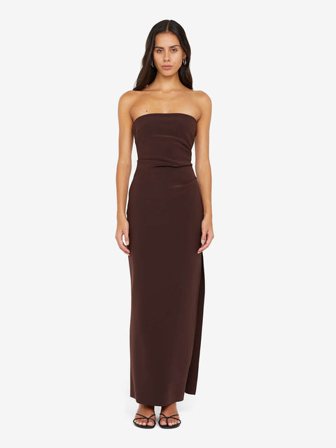 REINA STRAPLESS MAXI DRESS - DARK CHOCOLATE