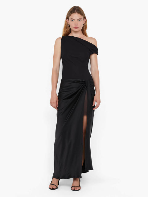 RHONE ASYM MAXI DRESS - BLACK