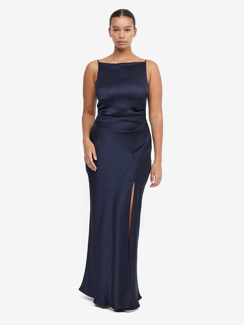 The Dreamer High Neck Maxi Dress in Ink Navy by Bec + Briidge