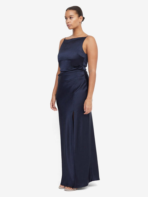 The Dreamer High Neck Maxi Dress in Ink Navy by Bec + Briidge