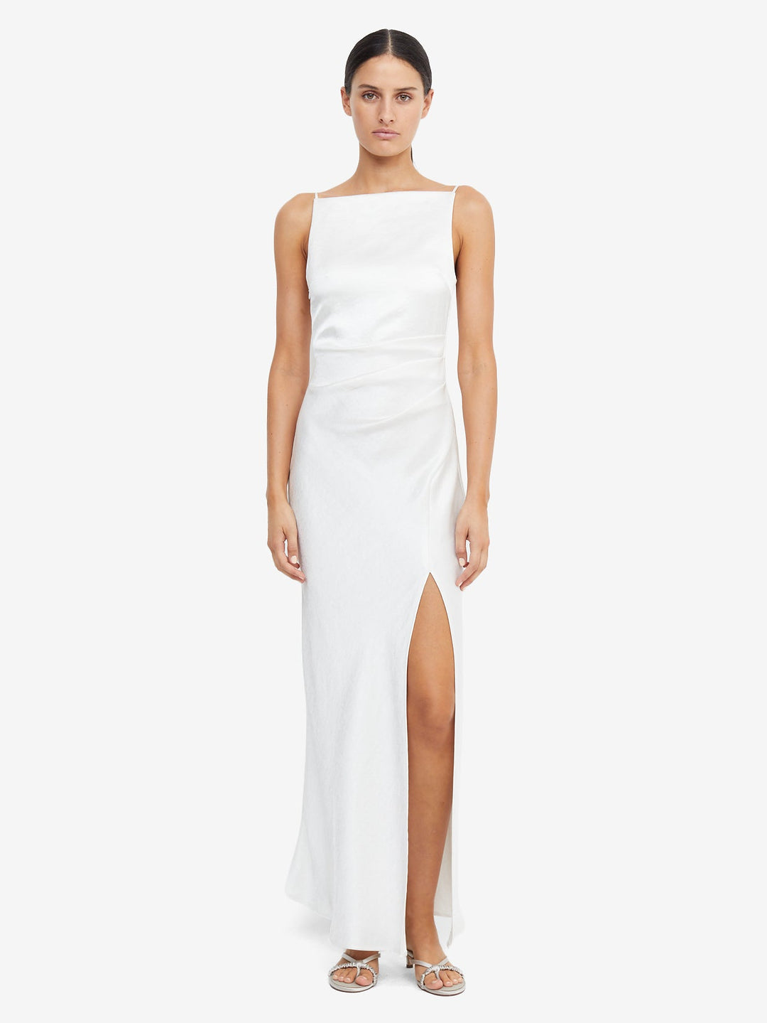 Dreamer High Neck Square Maxi Split Bridesmaid Dress in Ivory by Bec + Bridge