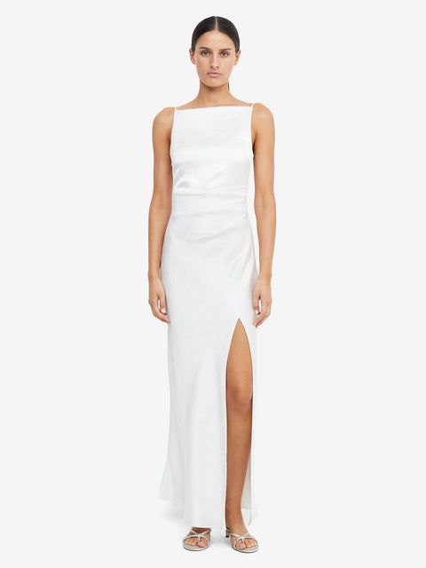 Dreamer High Neck Square Maxi Split Bridesmaid Dress in Ivory by Bec + Bridge