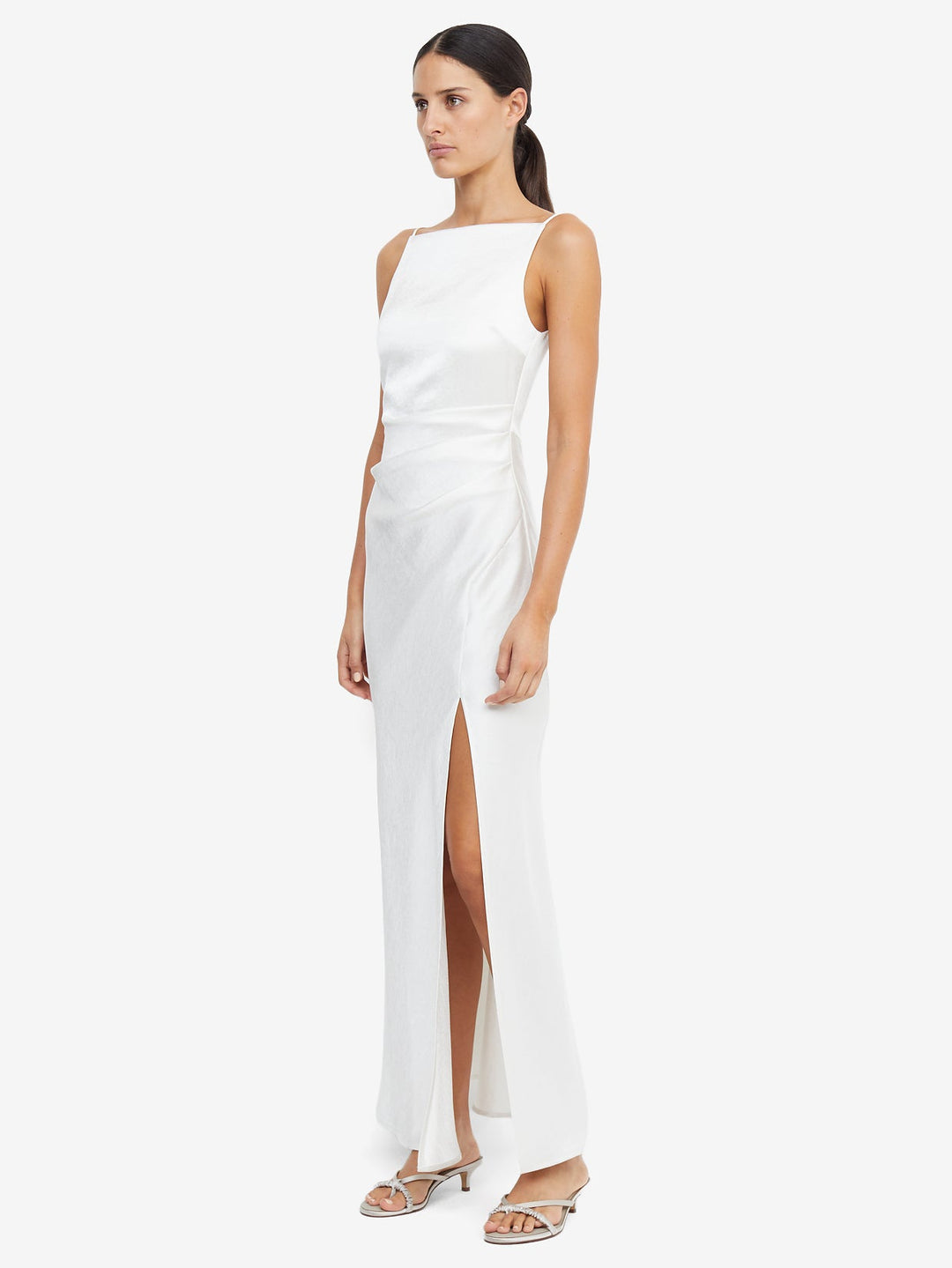 Dreamer High Neck Square Maxi Split Bridesmaid Dress in Ivory by Bec + Bridge