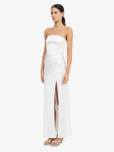 The Dreamer Strapless Bridal Bridesmaid Maxi Dress in White Ivory by Bec + Bridge