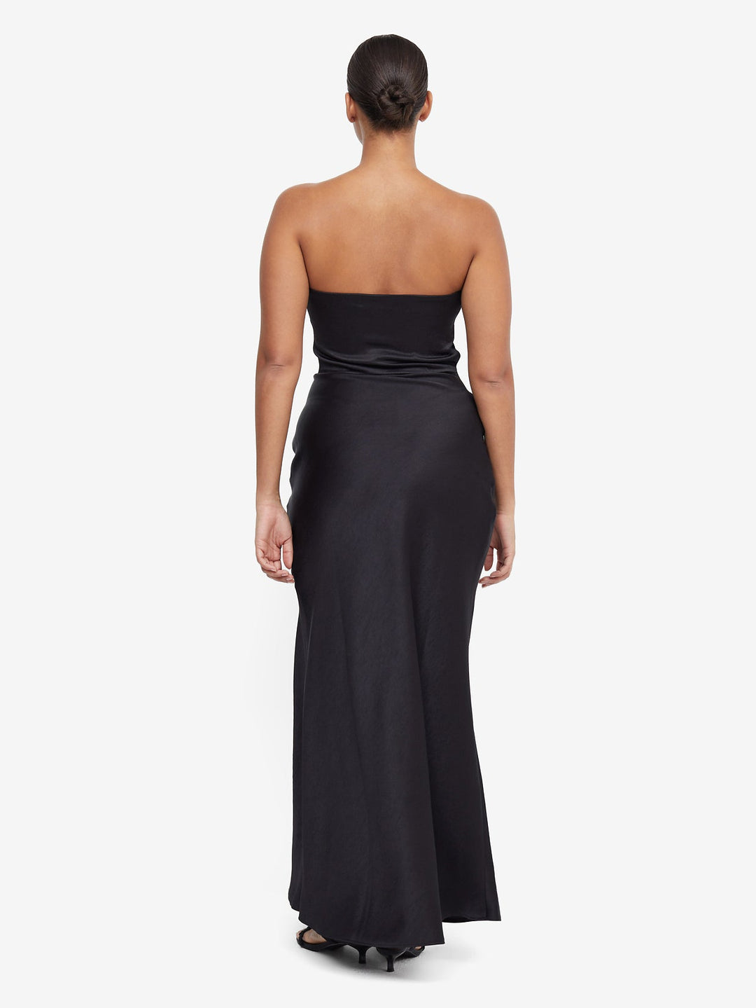 The Dreamer Strapless Bridesmaid Maxi Dress with Split in Black by Bec + Bridge