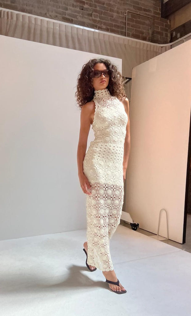 ANIA HALTER MAXI DRESS - IVORY