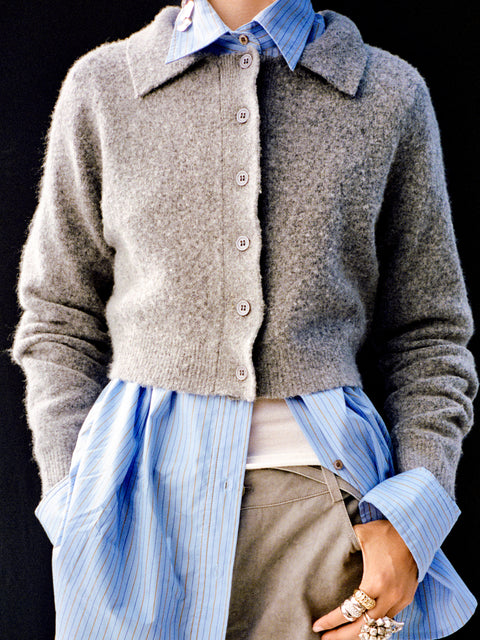 ADA CROPPED CARDI - CHARCOAL