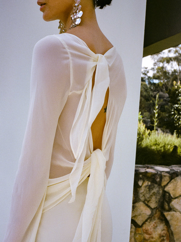 AMANDA LONG SLEEVE MAXI DRESS - LEMON SORBET