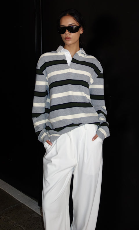 KYLO JERSEY - GREY/BOTTLE GREEN STRIPE