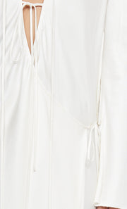 EMERY LONG SLEEVE TIE MAXI DRESS - IVORY