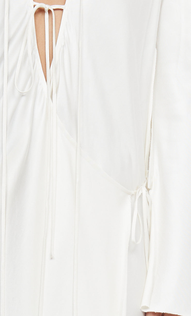 EMERY LONG SLEEVE TIE MAXI DRESS - IVORY