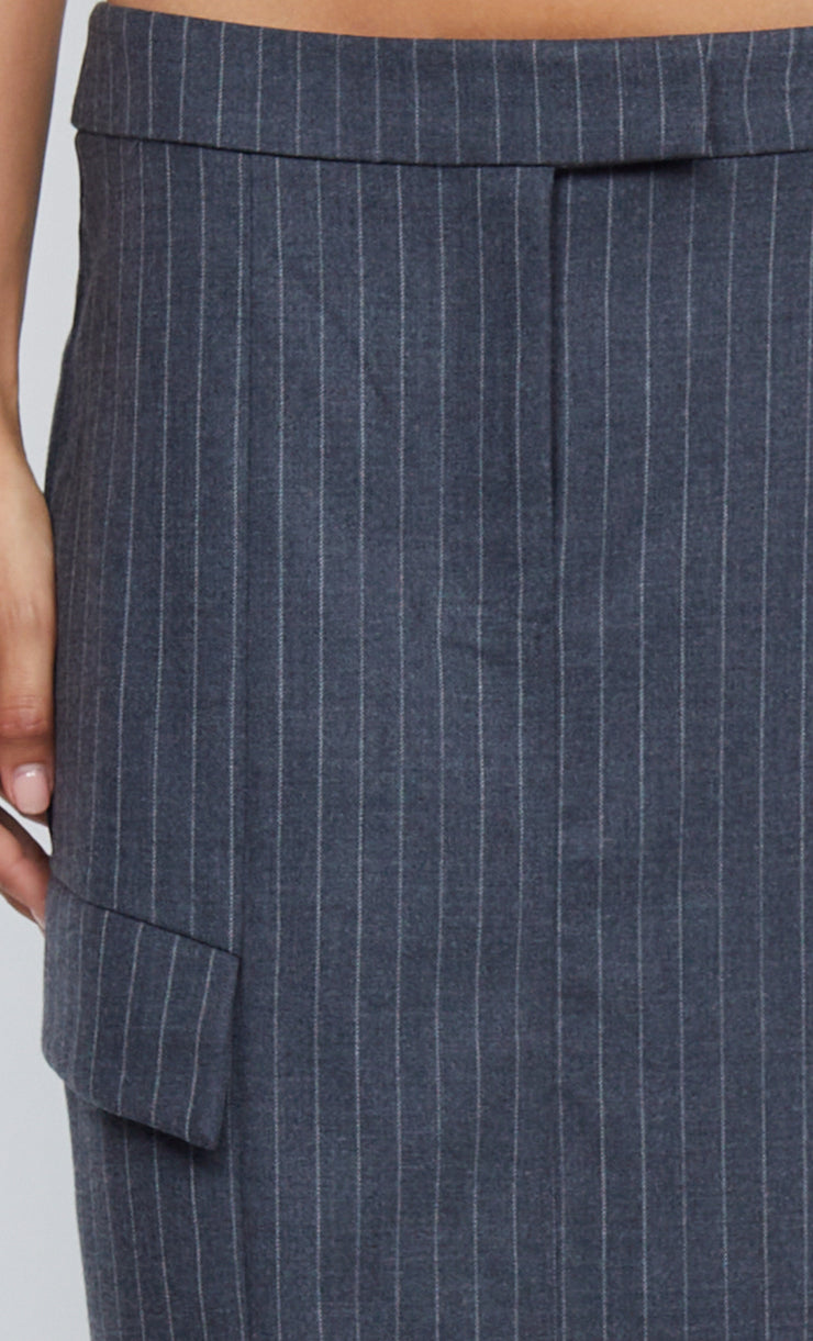 PINE MAXI SKIRT - CHARCOAL PINSTRIPE