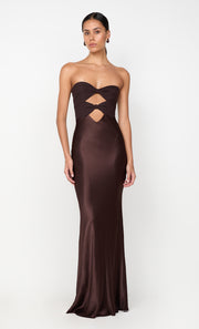 HALLE STRAPLESS DRESS - CHOCOLATE
