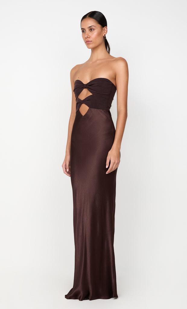 HALLE STRAPLESS DRESS - CHOCOLATE