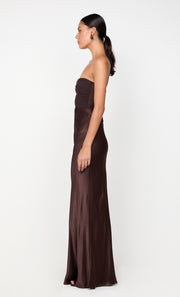 HALLE STRAPLESS DRESS - CHOCOLATE