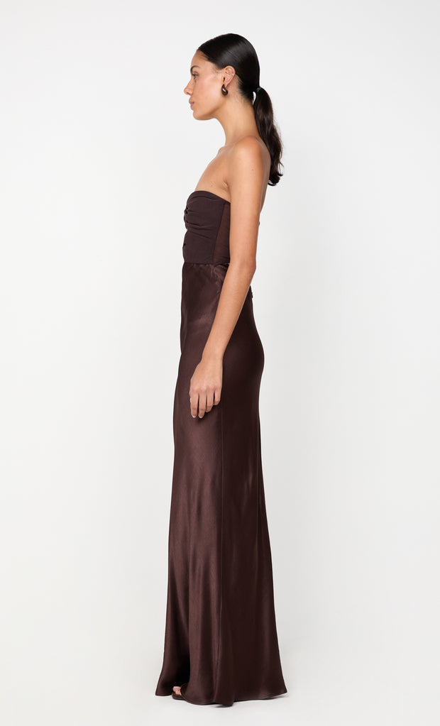 HALLE STRAPLESS DRESS - CHOCOLATE