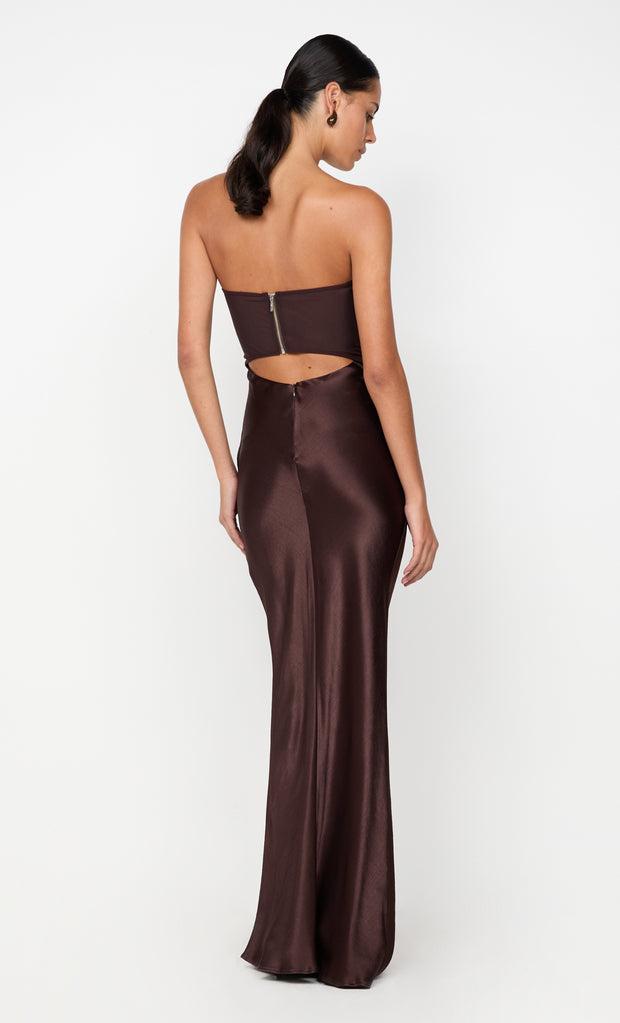 HALLE STRAPLESS DRESS - CHOCOLATE