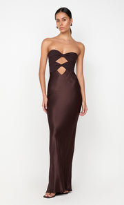 HALLE STRAPLESS DRESS - CHOCOLATE