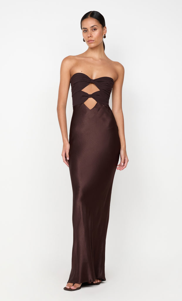HALLE STRAPLESS DRESS - CHOCOLATE