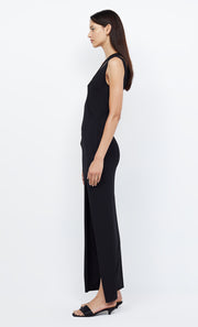 MIRA ASYM KNIT MAXI DRESS - BLACK