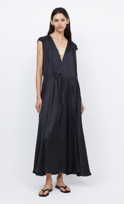 PARADISE BUTTON UP MAXI - BLACK