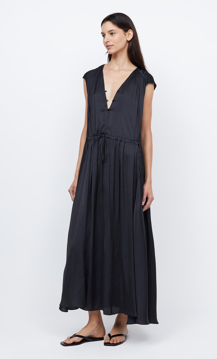 PARADISE BUTTON UP MAXI - BLACK