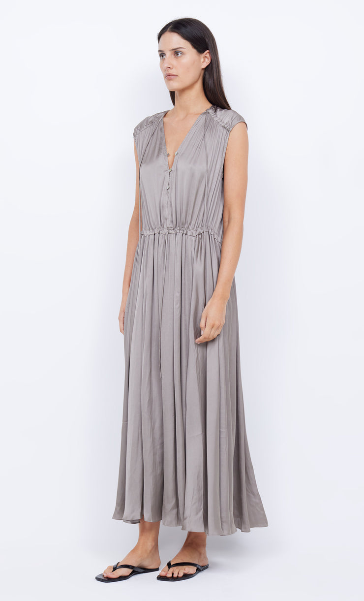 PARADISE BUTTON UP MAXI - TAUPE