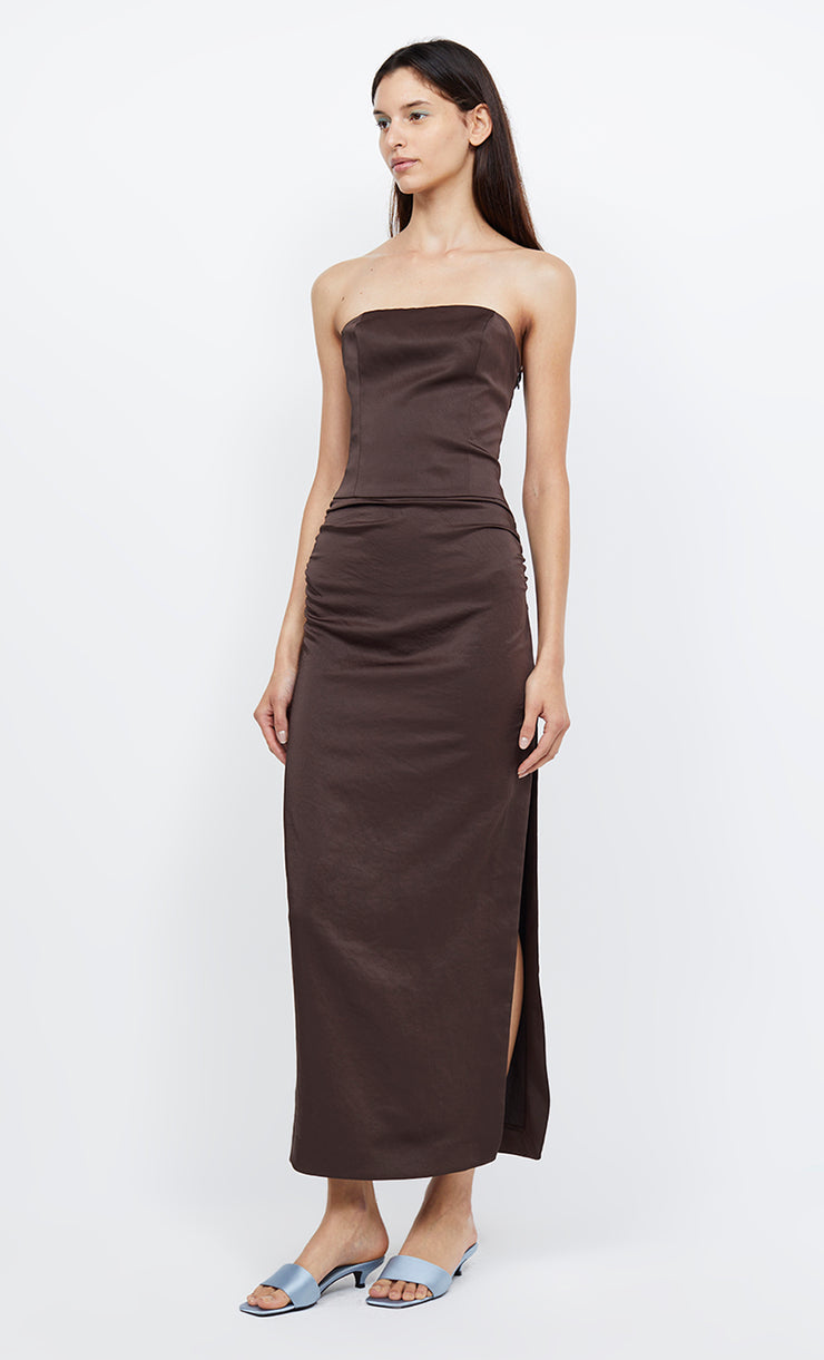 JONES STRAPLESS MAXI DRESS - COCOA