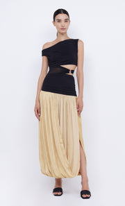 SERENE ASYM MAXI DRESS - BLACK/STRAW