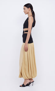 SERENE ASYM MAXI DRESS - BLACK/STRAW